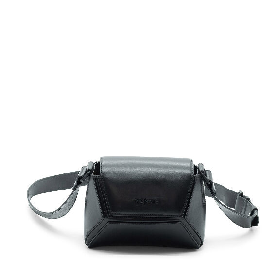 Sofia Small<br /> Black Small Shoulder Bag with 3D Hexagon Pattern