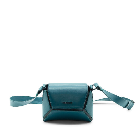 Sofia Small<br /> Petrol Blue/Black Small Shoulder Bag with 3D Hexagon Pattern