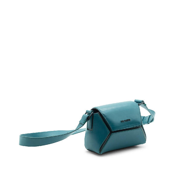 Sofia Small<br /> Petrol Blue/Black Small Shoulder Bag with 3D Hexagon Pattern