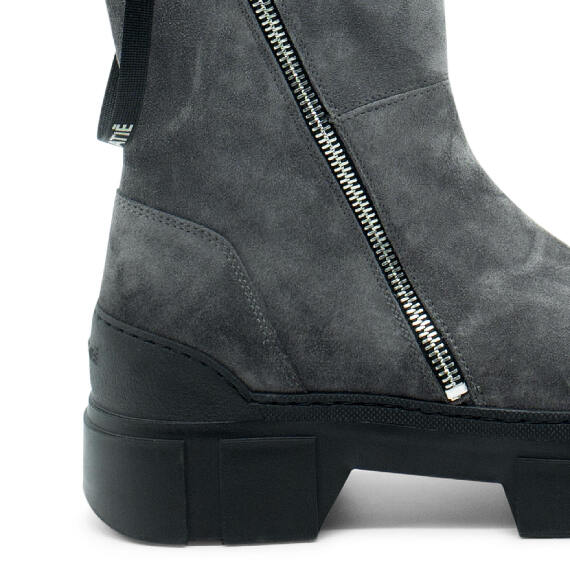 Roccia Dark Grey Split Calfskin Low Boots