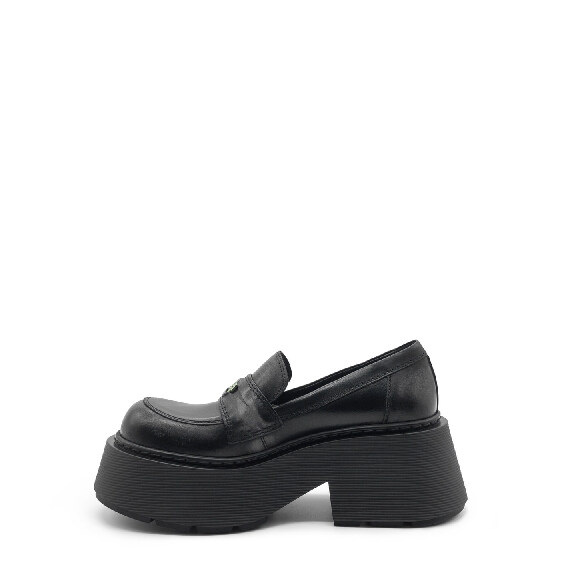 Stripy Black Penny Loafers