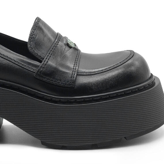 Stripy Black Penny Loafers