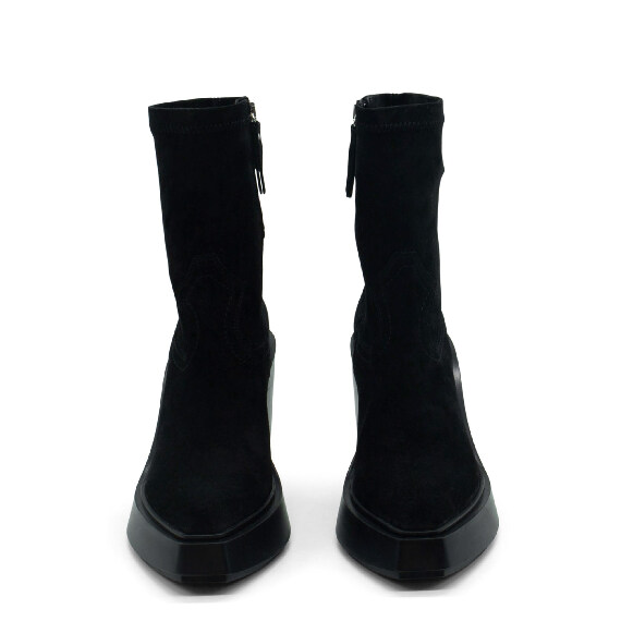 Tetrix Black Stretch Split Leather Half Boots