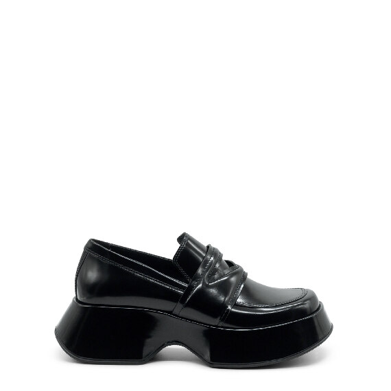 Mini Yoko Black Brushed Calfskin Loafers